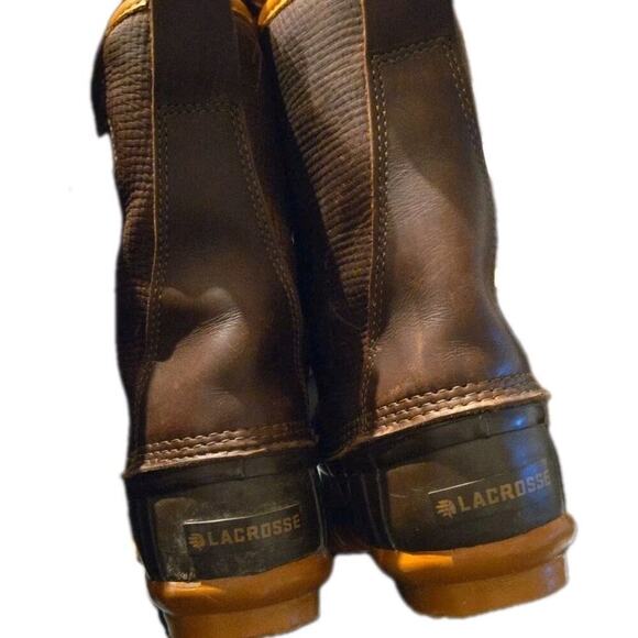 LaCrosse Uplander 10" Men’s Duck Boots Size 8 Brown Waterproof Leather Rubber - Picture 3 of 10